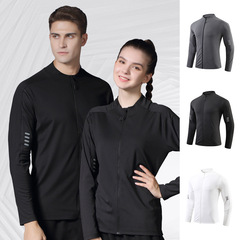 情侶健身服男士立領外套速干高彈長袖上衣運動夾克訓練跑步健身房