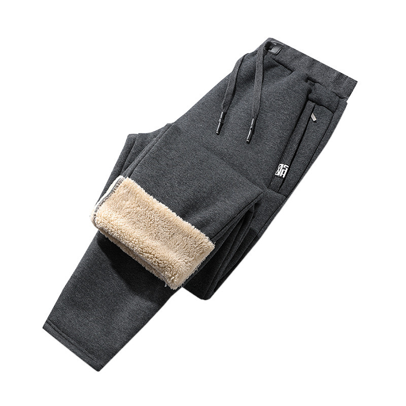 Pantalones de algodón para hombres, pantalones casuales de otoño y invierno, nuevos pantalones de cachemira de tamaño grande, pantalones elásticos de cordero, pantalones cálidos image 5
