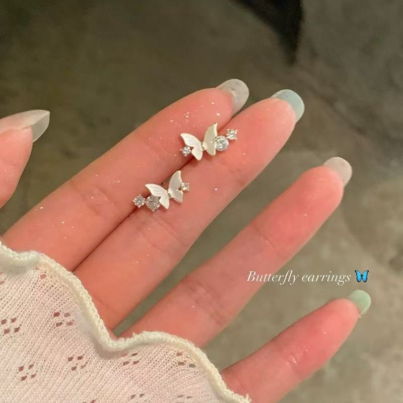 EH997 white butterfly sparkling diamond earrings