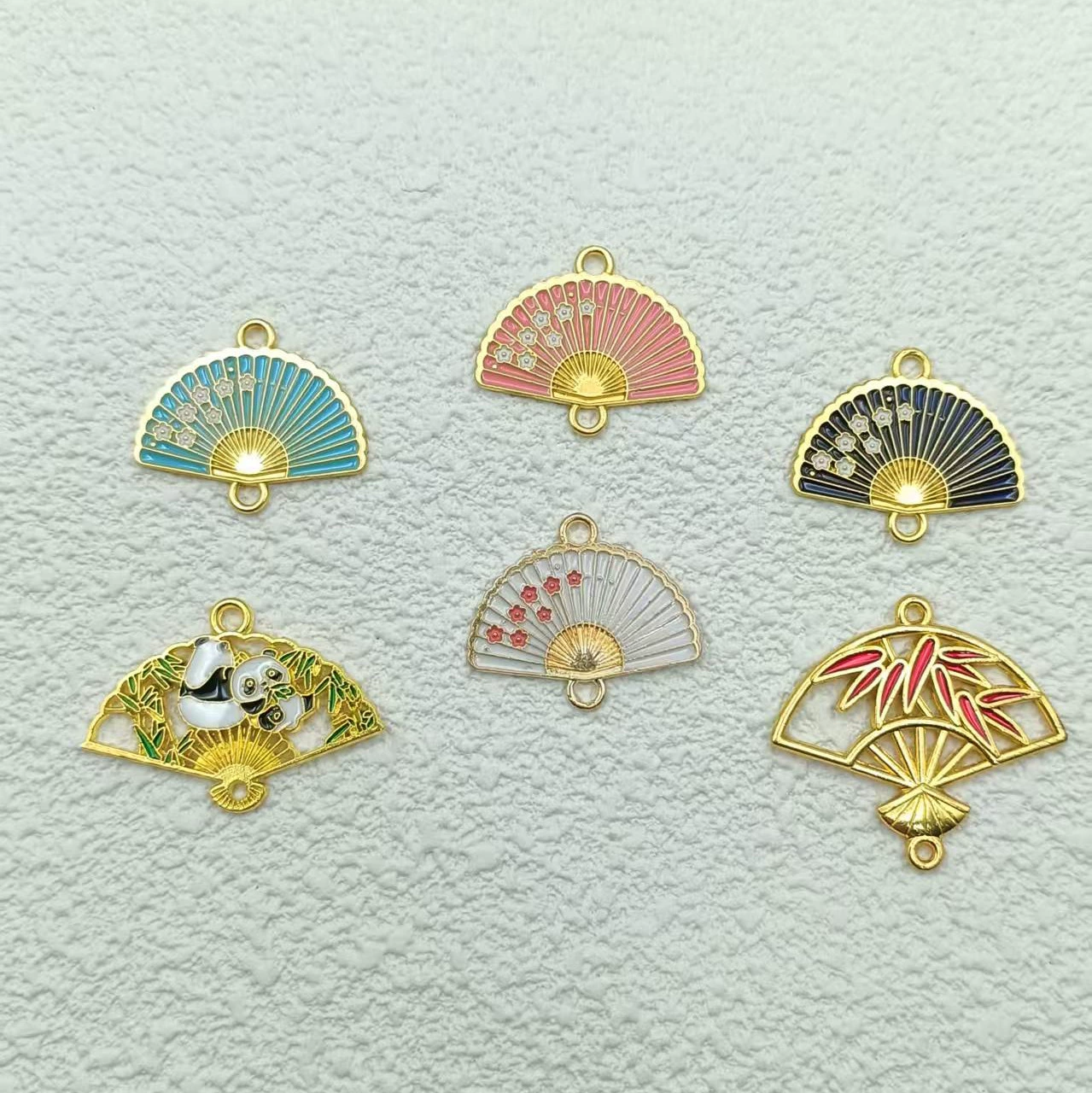 Китайский ветер DIY сплав капли масла ювелирные изделия панды бамбук веерообразный браслет автомобиль с кисточками аксессуары оптом