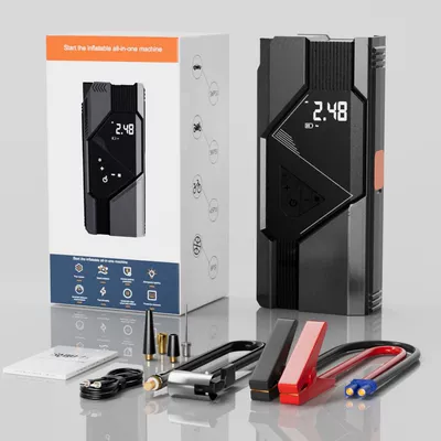 Hava nasosu High-Power Car Jump Starter - qb16-black-electric-air-pump-all-in-one-6000-mah-ordinary-clip-19-cylinders
