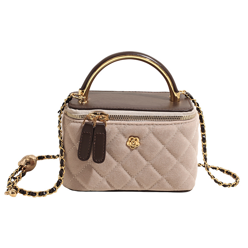 Caja de mano bordada de diamante bolso pequeño cuadrado para mujeres 2025 nuevo cross-border retro empalme cadena mochila de hombro
