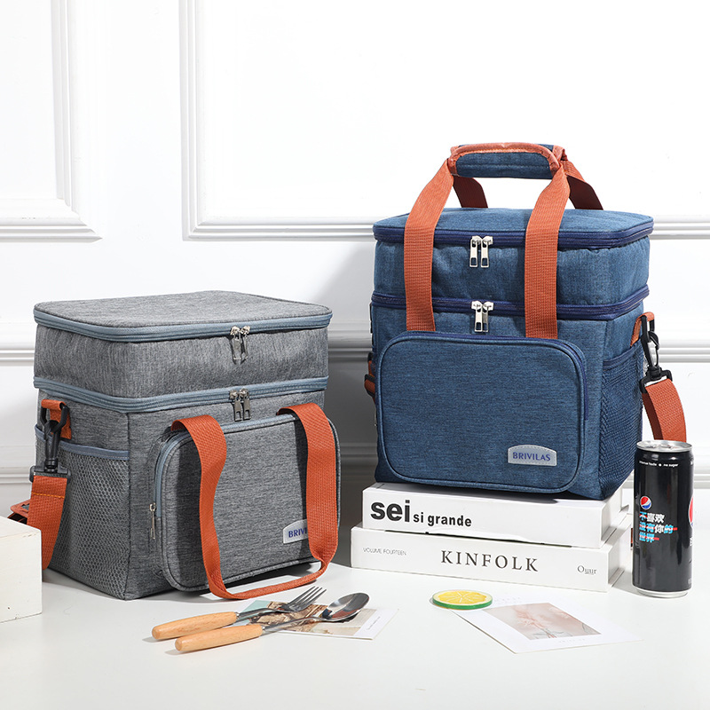 Nueva bolsa de hielo grande crossbody bolsa de picnic bolsa de aislamiento bolsa de almuerzo engrosada bolsa de trabajo bolsa de almuerzo escolar con bolsa de leche trasera
