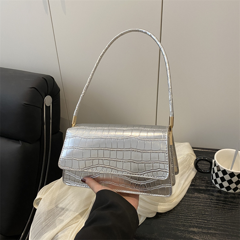 Temperamento simple, moda, cocodrilo, bolsas debajo de las axilas, mujeres, 2025 primavera, nueva bolsa de hombro, bolsas de mano de moda
