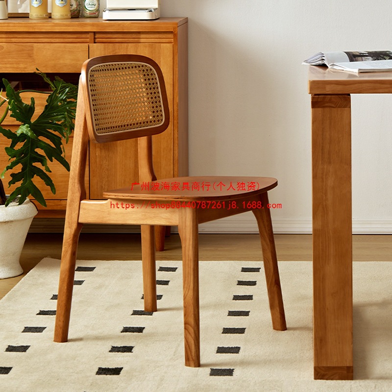 Kaman Retro Rattan Chair Commercial Catering Milk Tea Shop B&B Leisure Solid Wood Chair Chandigarh Kaman Chair