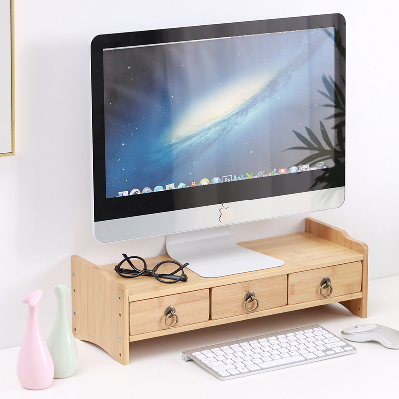 Soporte Elevador para Monitor de Bambú, para Escritorio y Oficina