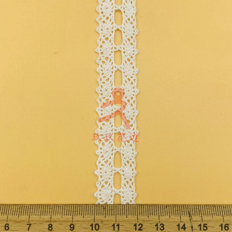 厂家直销 镂空对称可串珠棉线花边 圆边机棉花边 服装家居DIY辅料详情7