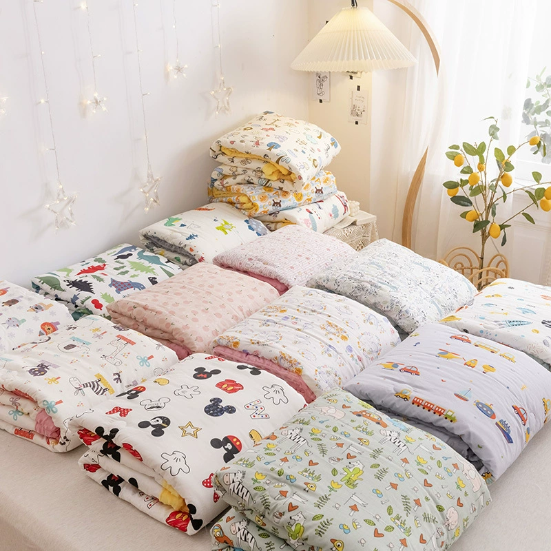 Детское одеяло из 100% хлопка для весны, осени и зимы, толстое, из чистого хлопка, машинная стирка, комфортное, утолщенное и теплое.
