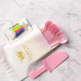 切一次性加厚刀叉餐具套装蛋糕黑色野餐烧烤高档纸盘蛋糕塑料盘