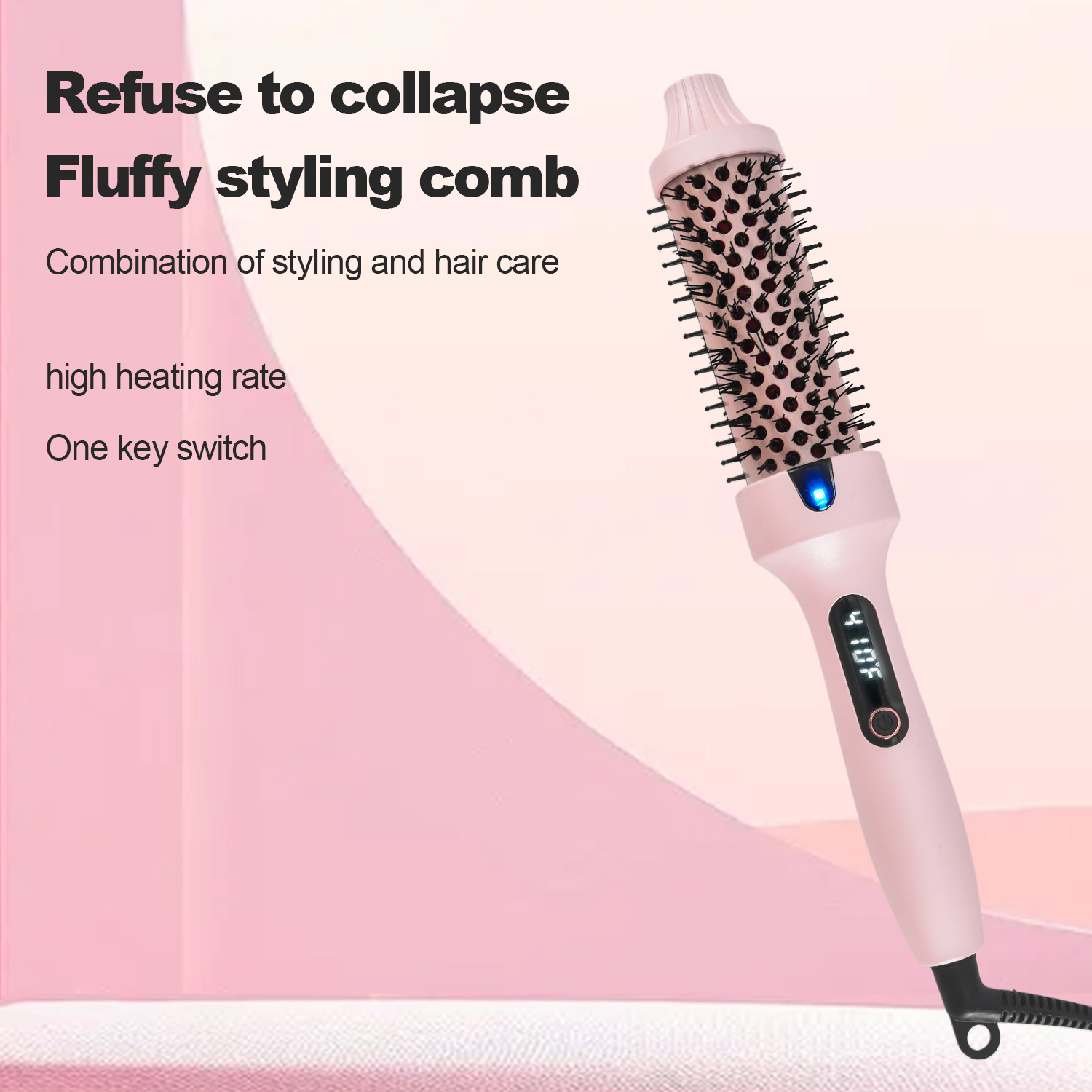 Cross-Border Fluffy Comb Curling Wand 38mm Electric Heating Curling Straightening Comb Multi-Functional Two-In-One Hair Straightener and Curling Iron Dual-Purpose