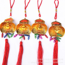 镀金塑料花生元宝小畚箕金色小簸箕植物挂件盆景装饰新年喜庆挂饰