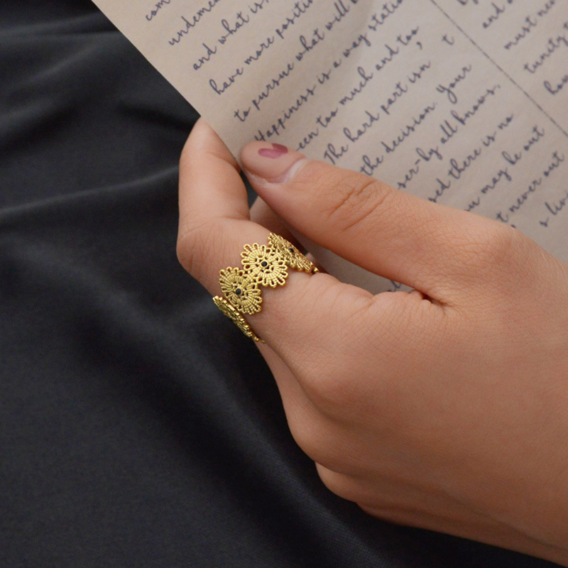 Fashion Geometric Stainless Steel Open Ring Plating Artificial Diamond Stainless Steel Rings