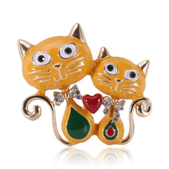 Cartoon Fashion New Korean Style Alloy Enamel Drip Oil Creative Personality Cat Pin Cute Versatile Fashion Button