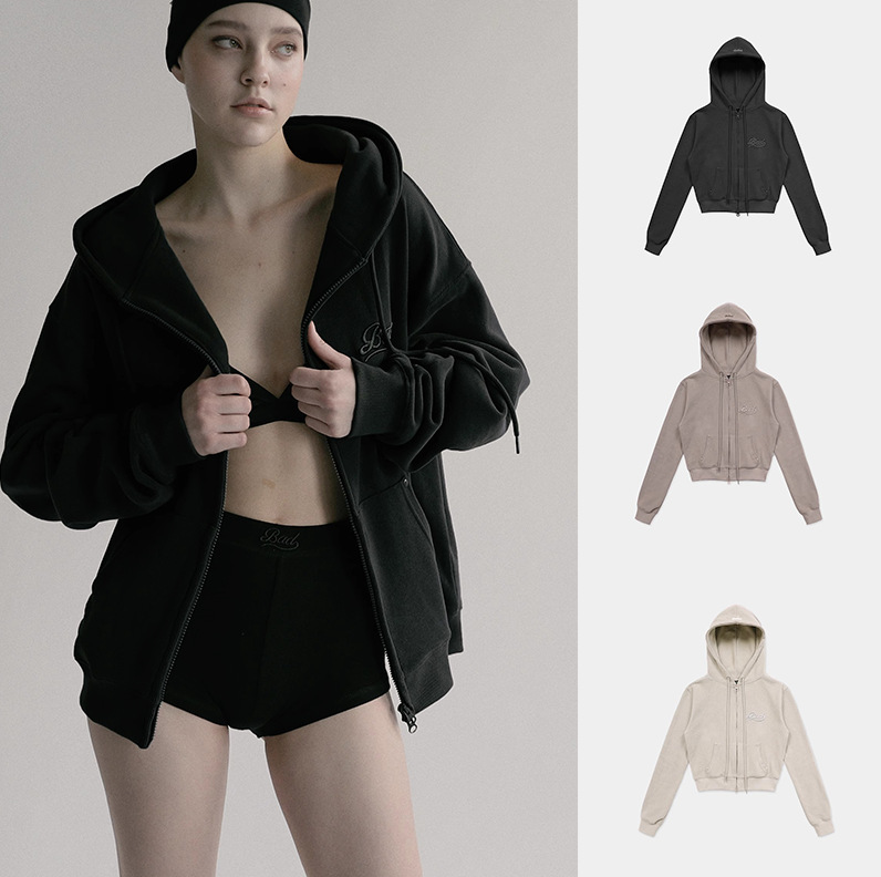 Trendy Brand badblood American Hooded Sweater Women's regular Embroidered Zipper Sports Cardigan Jacket Top