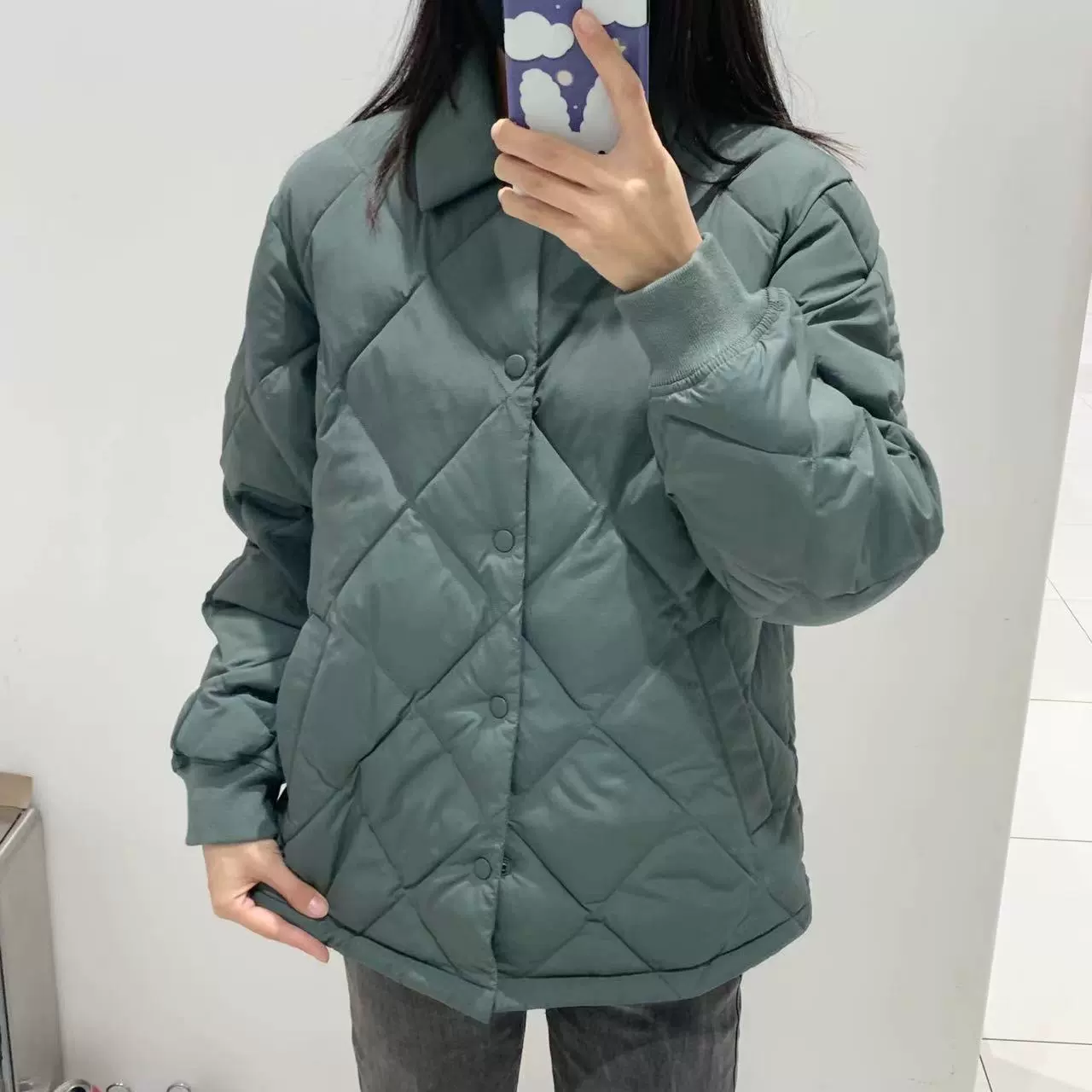 2024 осень-зима новая мужская стёганая куртка Air Cotton Single, свободная стёганая куртка с ромбами 472293