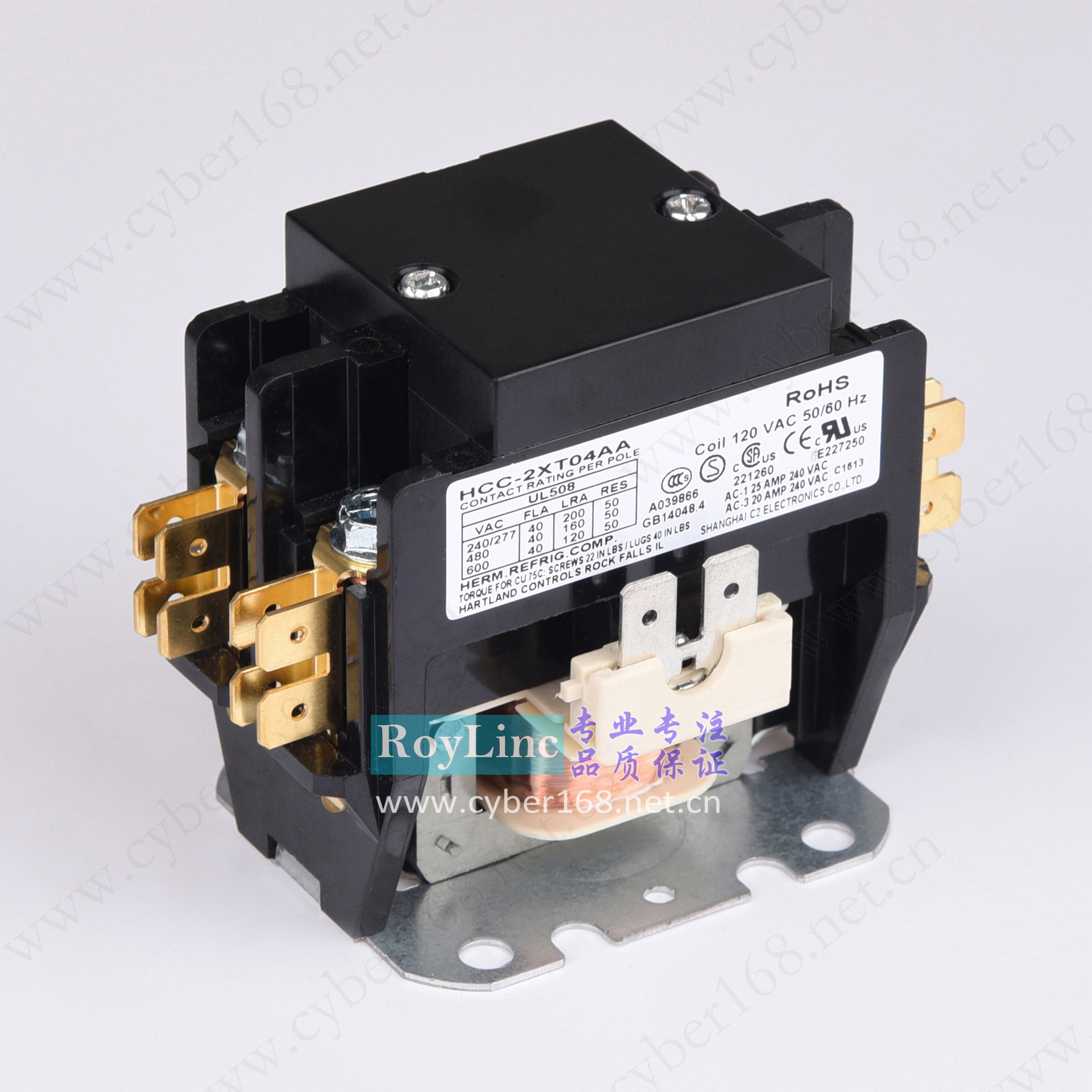120V 40A HCC-2XT04AA Hartland Controls UL CSA双极交流接触器