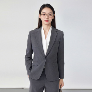 Grey Long-sleeved Suit Professional suit Women's Spring and Autumn New College Students' Public Examination, UGC Interview, Dress Overalls