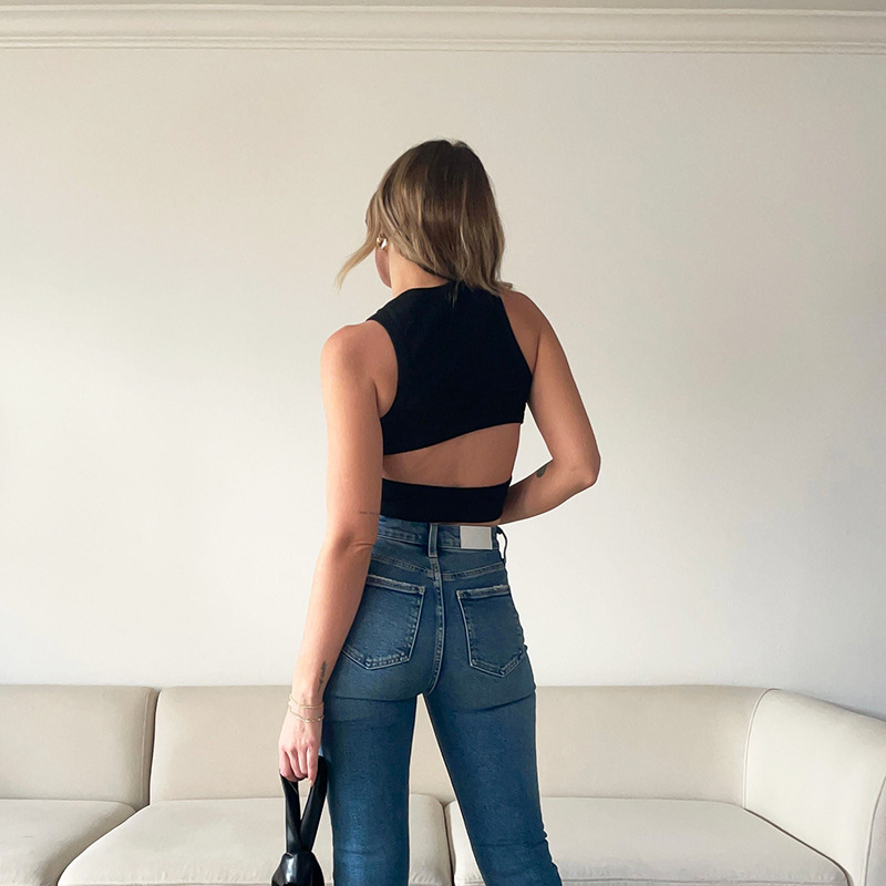 Wholesale Women'S Sexy Solid Color Hollow Out Tank Tops display picture 2