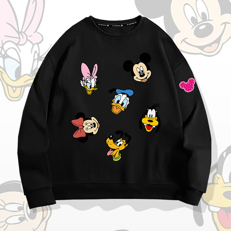 European and American cartoon Minnie Mickey round neck sweater spring and autumn fashion brand Youth Student loose off-shoulder long sleeve coat