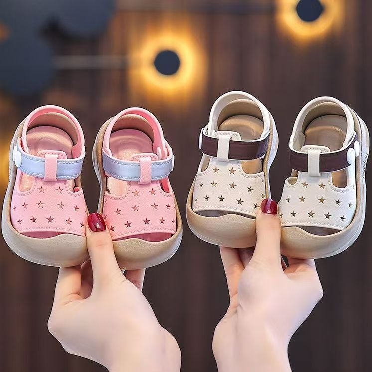 2025 New Baby Toddler Shoes Children's Cute Toe Anti-collision Non-slip Children's Outer Wear Velcro Sandals Infant