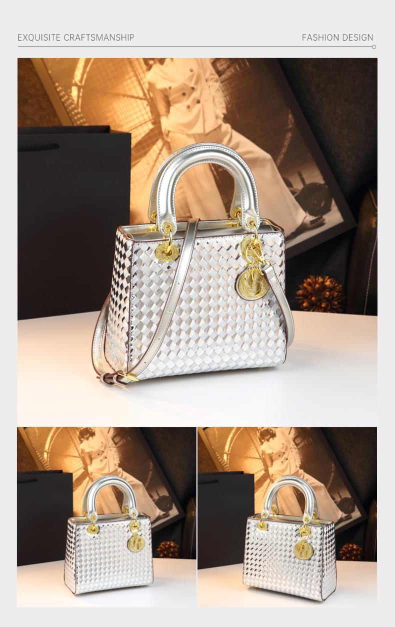 Túi xách nữ dáng đeo chéo kiểu Lady Dior thiết kế thời trang — màu vàng, bạc, màu tím, màu hồng chi tiết 13