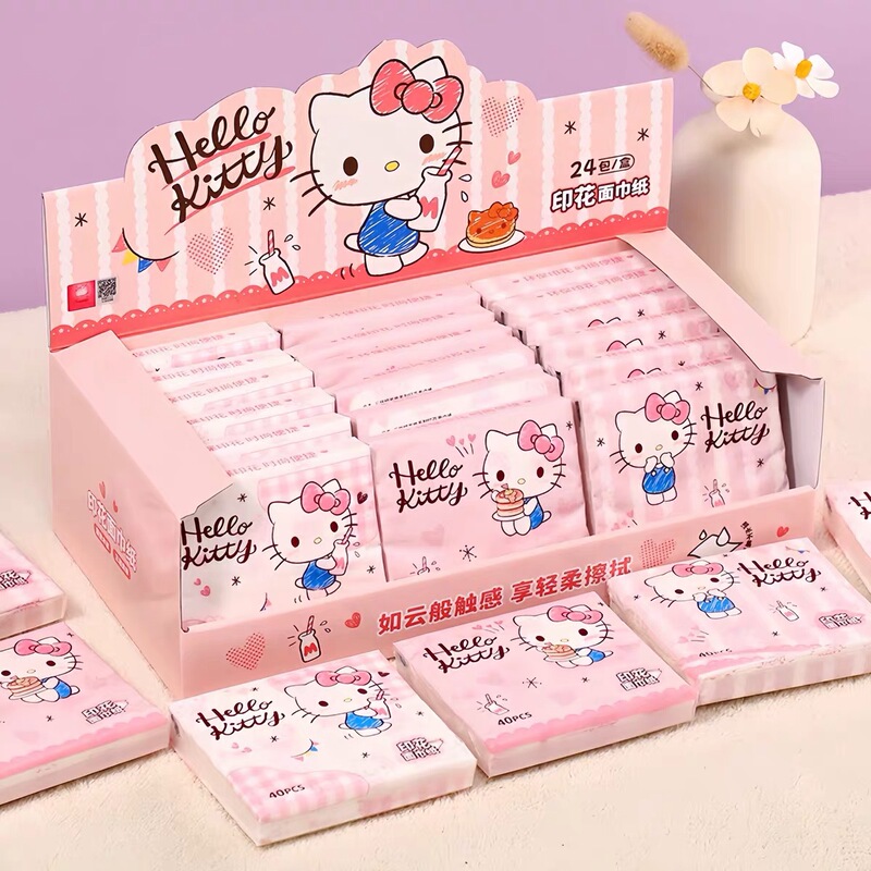 Authentic Sanrio Hello Kitty Printed Tissue Paper Student Small Bag Portable Napkin Tissue Paper Gift Box Authentic Sanrio Hello Kitty Printed Tissue Paper Student Small Bag Portable Napkin Tissue Paper Gift Box