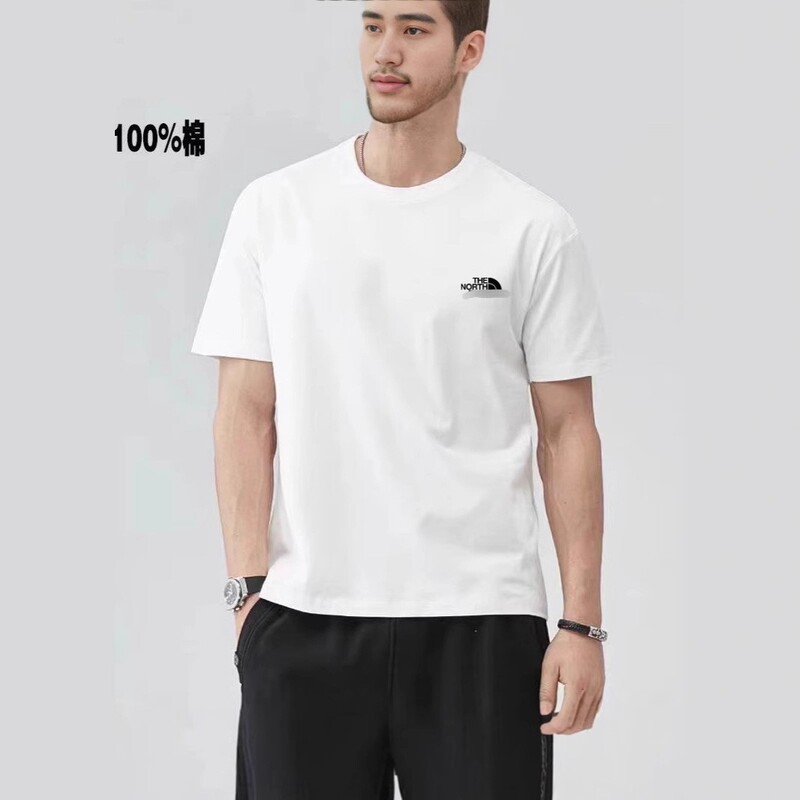 Cross-Border New Summer North Face Embroidered Pure Cotton T-Shirt Men's Round Neck Loose Pullover Short-Sleeved Casual Top Men's Clothing Cross-Border New Summer North Face Embroidered Pure Cotton T-Shirt Men's Round Neck Loose Pullover Short-Sleeved Casual Top Men's Clothing