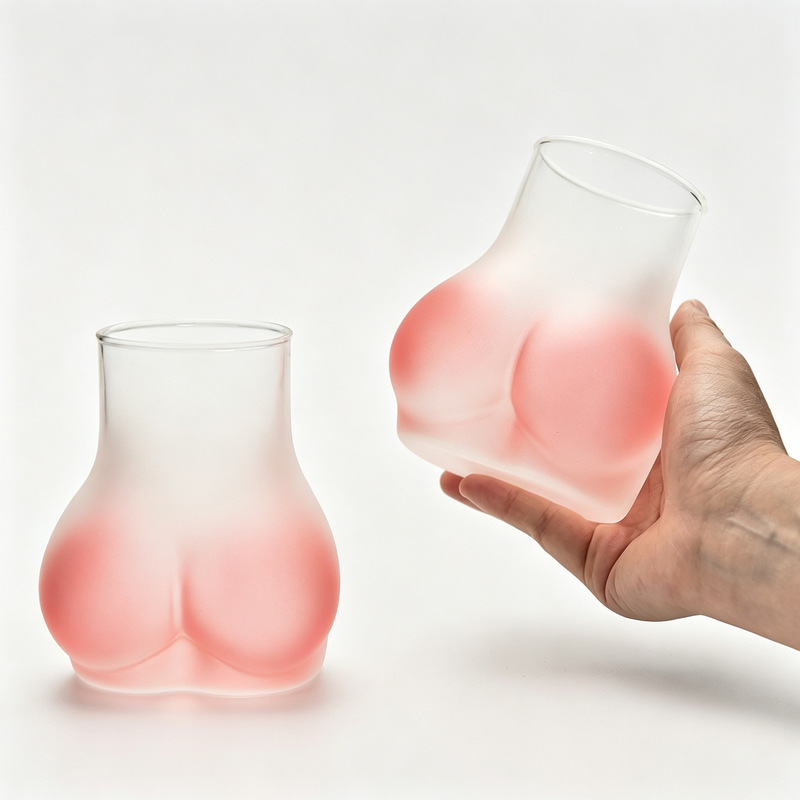 Quirky, Sexy, Cute Butt-Shaped Glass Cup, Creative Instagram-Style Iced Americano Latte Coffee Cup, Personalized Iced Drink Milk Tea Cup Quirky, Sexy, Cute Butt-Shaped Glass Cup, Creative Instagram-Style Iced Americano Latte Coffee Cup, Personalized Iced Drink Milk Tea Cup