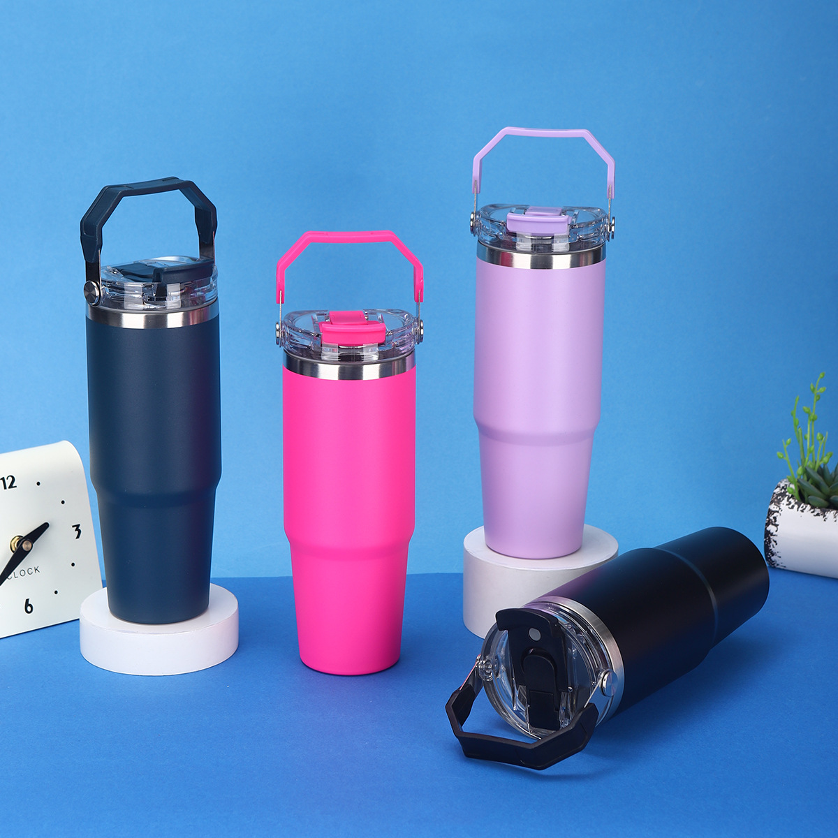 Vaso Térmico 304 Doble Capa — Botella Grande Exterior con Popote