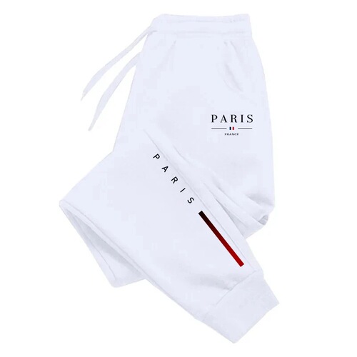 2025 Paris Print Men's Athletic Pants High-End Men's Home Outdoor Leisure Sports Slow-Distance Running Pants Urban Fashion