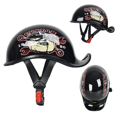 Motorcycle Safety Supplies – American-Style Half Helmet - bright-black-big-dog-mhead-circumference-55-56cm