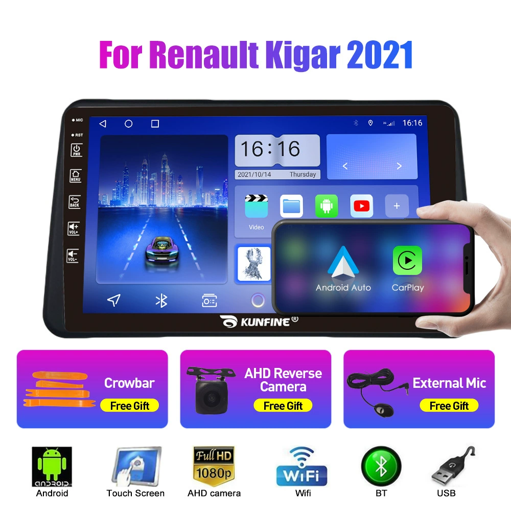 Подходит для Renault Kiger 2021 9-дюймовый Android-навигатор в автомобиль с GPS и камерой заднего вида, универсальный моноблок