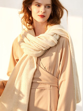 内蒙古厂家直销羊毛针织披肩SWR0472秋冬保暖加长厚款女士围巾