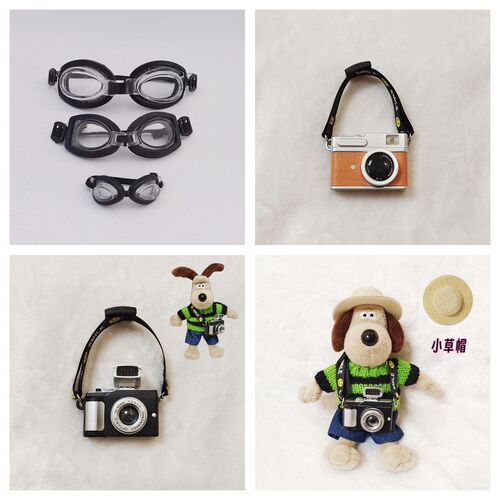 Head dog goggles, large, medium and small cameras, Christmas hat, blue hat, repair dog doll, scarf, hat, clothing accessories collection