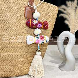 东南亚泰国手工刺绣布艺双鱼纪念品特色民族风包挂挂件流苏礼物