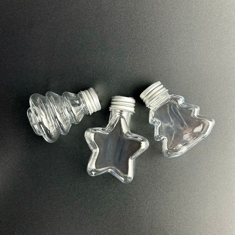 厂家现货50ml圣诞树五角星挂饰pet透明饮料瓶带盖可爱迷你塑料瓶|undefined
