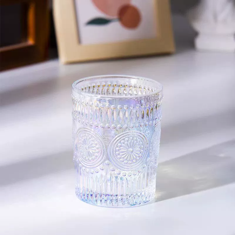 Painted summer rainbow water glass