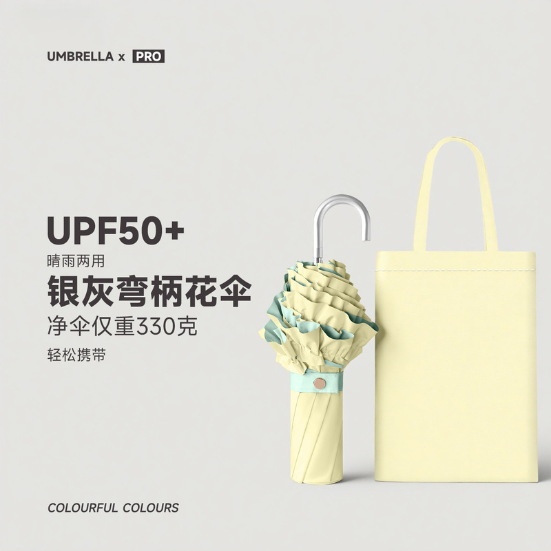 Highly attractive lace-trimmed small curved handle umbrella, foldable, dual-purpose for sun and rain, with colored coating, sun protection umbrella, sunshade umbrella, rain umbrella Highly attractive lace-trimmed small curved handle umbrella, foldable, dual-purpose for sun and rain, with colored coating, sun protection umbrella, sunshade umbrella, rain umbrella