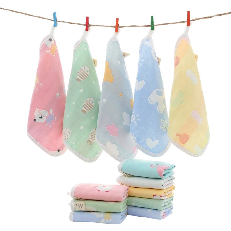 Хлопковое полотенце слюны шестислойное квадратное полотенце детское Марлевое маленькое полотенце жаккардовый платок мультяшное полотенце оптом