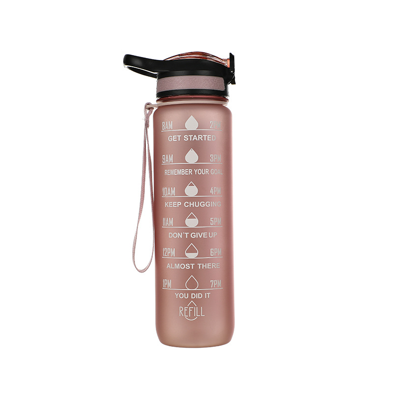 Botella de agua deportiva de plástico de gran capacidad de Amazon, con tapa de rebote, diseño degradado de color, portátil para exteriores, personalizable.