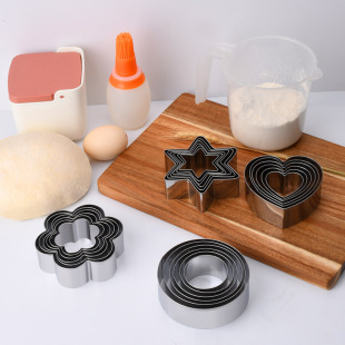 DIY fondant cake mold 6-piece set five-pointed star Cookie mold printing cutting mold die biscuit mold heart-shaped flower mold