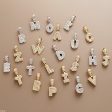 希音跨境欧美ins时尚个性嘻哈男女冰糖铜镶锆石字母吊坠项链批发