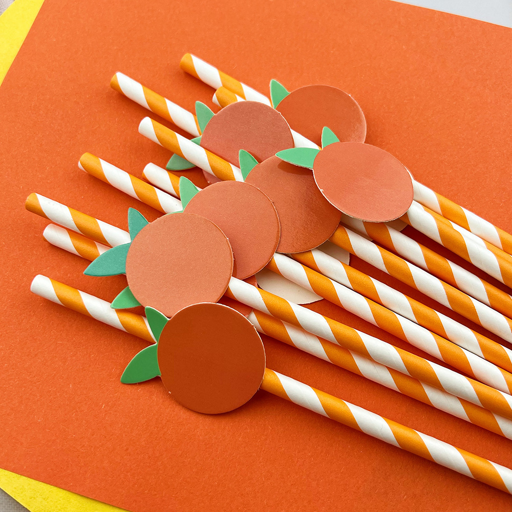Internet celebridad paja decorativa naranja tarjeta de papel paja desechable degradable paja fiesta postre barra paja
