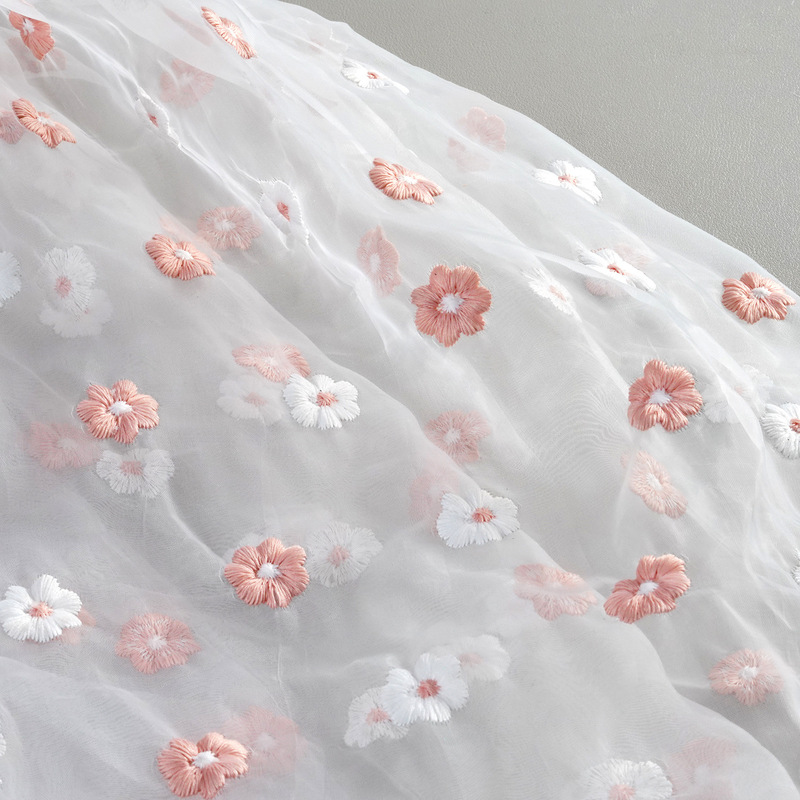 Encryption organza small plum blossom embroidery fabric wedding dress doll skirt performance clothing jewelry crafts and other fabrics Encryption organza small plum blossom embroidery fabric wedding dress doll skirt performance clothing jewelry crafts and other fabrics