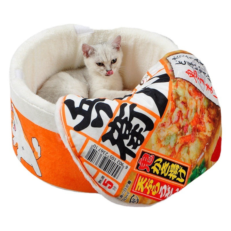 Red sol instantánea fideos cubo gato nido semi-cerrado invierno engrosado caliente perro gato colchón