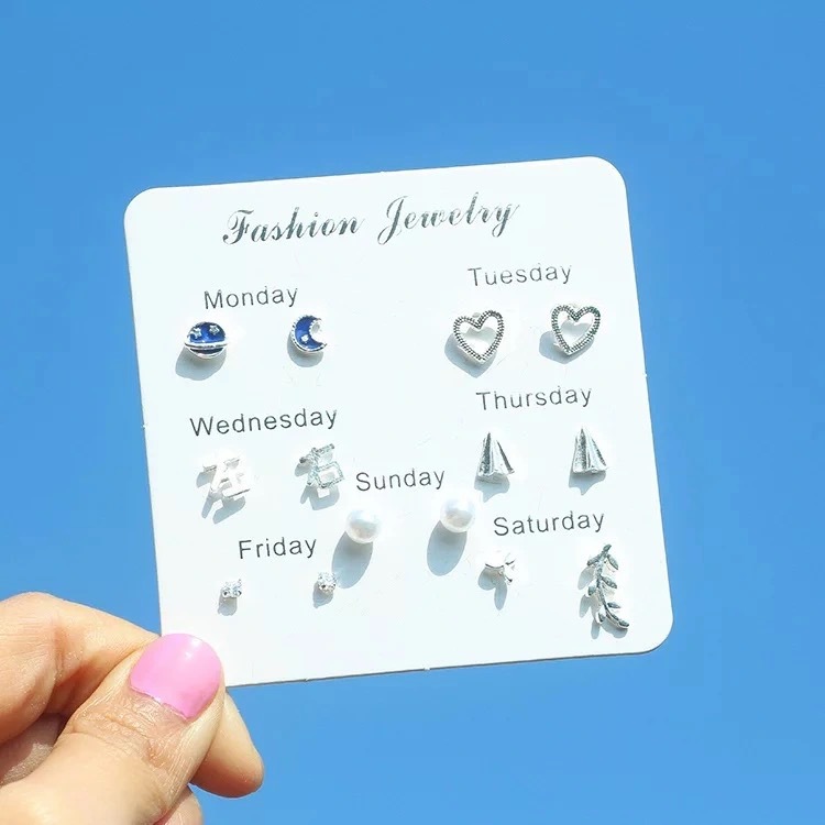 Sept paires de femmes polyvalentes, des étudiantes célèbres sur Internet, une version coréenne simple et élégante et des boucles d'oreilles pour femmes_voghion.com