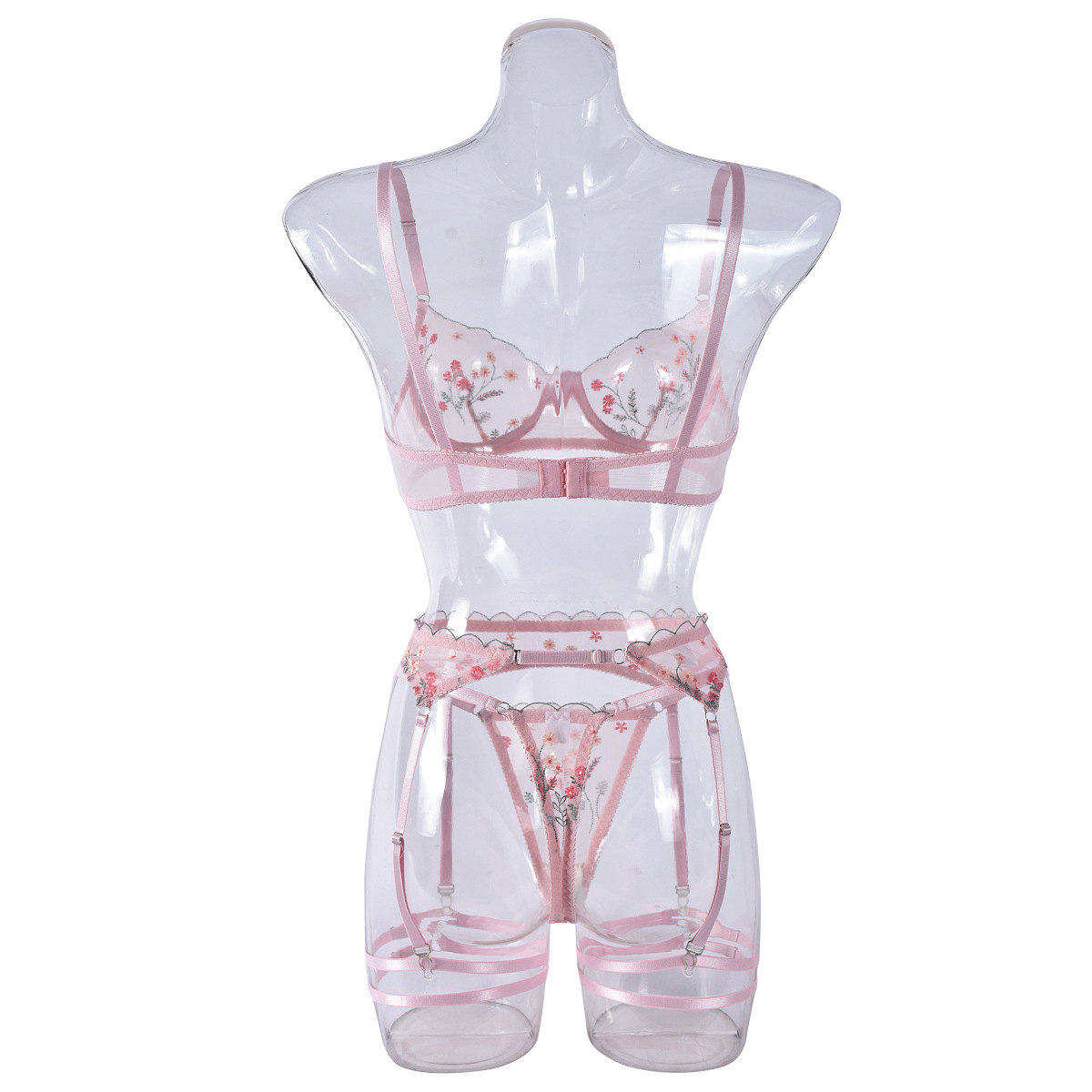 73g Weight Sleeveless Sleeve Length Sexy Lingerie Lingerie Type Mesh Yarn Fabric Type Sexy Lingerie Sets Sets Type 4 Pieces Set Quantity Home, Sleeping Occasion Strap Neckline Flower Pattern All Seasons Season Women's Gender Embroidery Design Sexy Style Women's Sexy Flower Sexy Lingerie Sets Home Sleeping Embroidery Sexy Lingerie 6