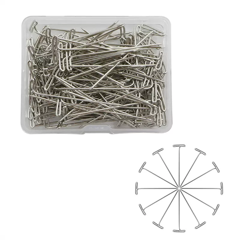 跨境26-54mm多规格T型针50/100枚盒装假发接发定位针大头针针线