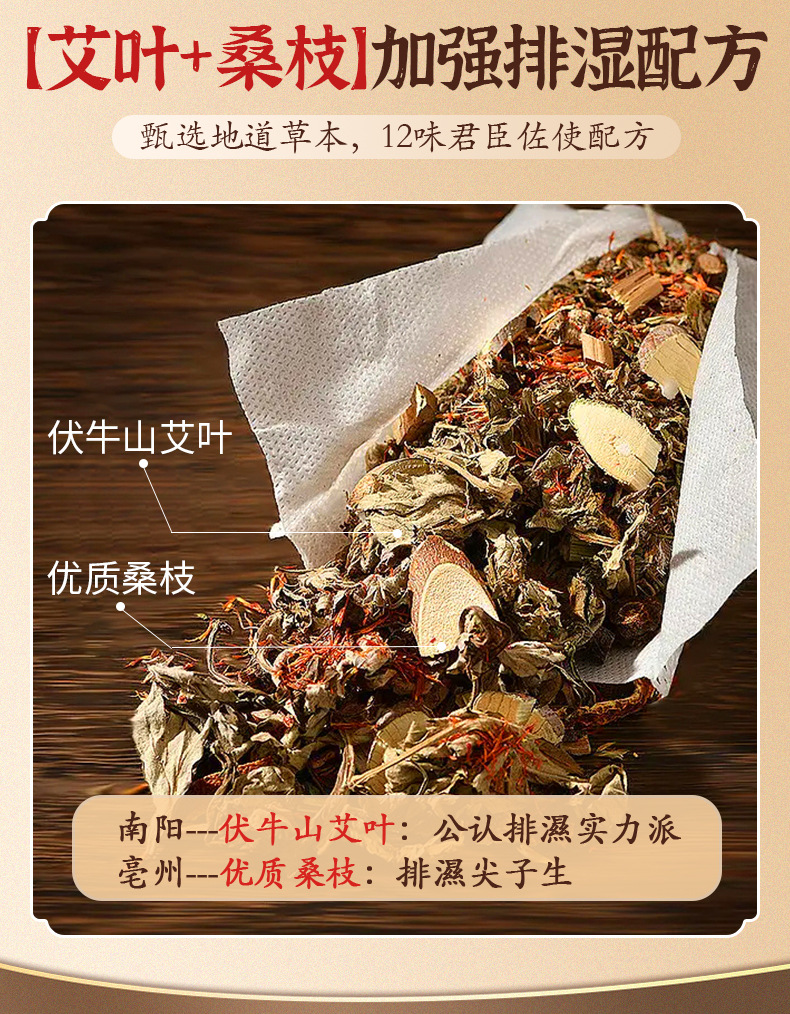 Damp-Cold Foot Soak Pack Ai Ye Sheng Jiang Mugwort Ginger Foot Bath 30g x 10 Sachets Gift Box key features