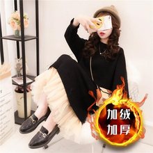 加绒加厚中长款毛衣女宽松春夏新款过膝蕾丝打底针织衫毛衣裙